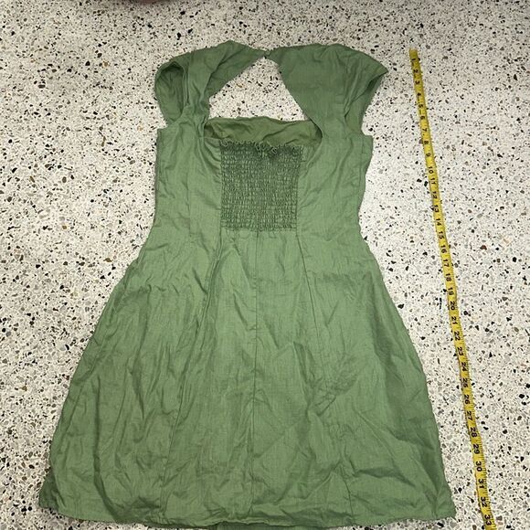 House of Harlow green linen mini dress open back zip small s - Picture 2 of 6